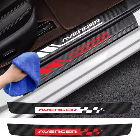 Car Door Sill Protector Carbon Fiber Sticker Anti Scratch For Jeep Avenger e 2022-now 4Xe Auto Acces