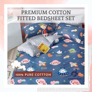 【DORMERE】Premium 1500TC Pure Cotton Fitted Bedsheet (Single /Queen /King Size) Cadar Cotton Cadar Ge