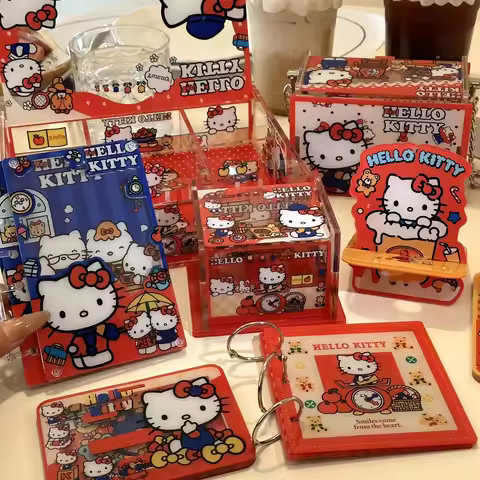 Hello Kitty Acrylic Storage Box Covered Desktop Stationery Kt Candy Snack Ornaments Cosmetics Accept