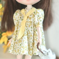 [ในสต็อก] มาใหม่1ชิ้น Blythe เสื้อผ้าตุ๊กตาดอกไม้ Colorblock ชุดด้วยโบว์ผูกสำหรับไบลท์ Licca OB24 16ตุ๊กตาชุดอุปกรณ์เสริม
