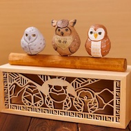 Islandoffer (原創設計) 3隻木雕貓頭鷹連木盒 (奧奧,露露,阿達斯