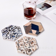 Coaster Creative Ceramic Cork Marble Pattern Ready Stock Heat Insulation Pad Cork Pad Water Absorpti