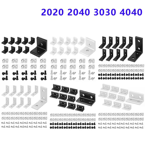 10pcs 2020 2040 3030 4040 Corner Bracket for 2020 Aluminum Extrusion 6mm Slot 2020 L Corner Bracket 