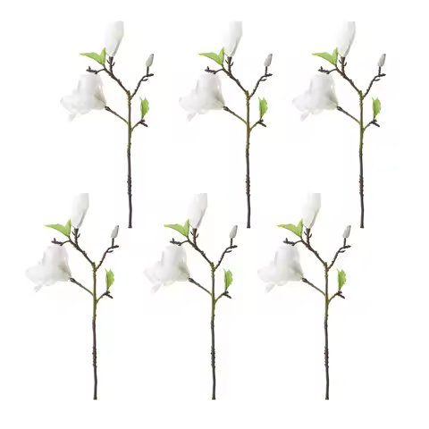 6Pcs Artificial Silk Magnolia Flower With Green Stem Real Gorgeous Pluggable Vase Home Decoration Ar