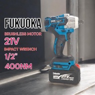 Fukuoka High Power Brushless Moto400Nm Electric 1/2 Inch Cordless Impact Wrench