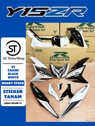 YAMAHA Y15 Y15ZR V1/V2 TAICHI BLACK WHITE COVER SET (STICKER TANAM) RAPIDO NEW ACCESSORY