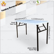 3V®️ 2' x 4' Plastic Table Top Folding Banquet Table / Foldable Banquet Table / Function Table / Catering Table / Buffer Table / Hall Table / Office Table / Folding Table