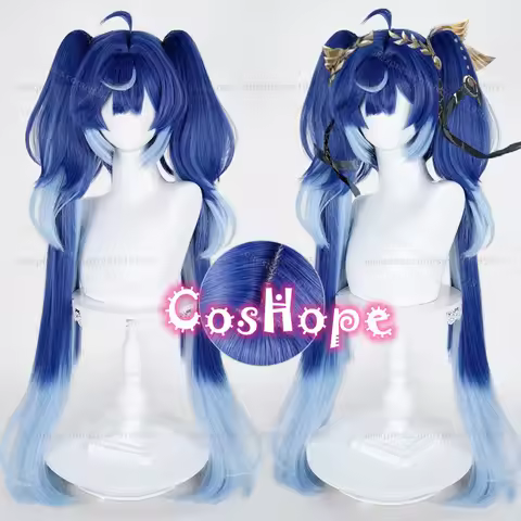 IUNO Cosplay Wig with Double Ponytails Blue Gradient Wig Anime Heat Resistant Synthetic Wig for Hall