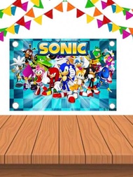 Kit de Fiesta Agrega los Articulos Personaje Sonic Desechables Artículos Decoración Cartón Platos Vasos Dulceros Palomero Mantel Lona Cuchara Tenedor Globos Numero Letrero Cartón Feliz Cumpleaños Cortina brillante