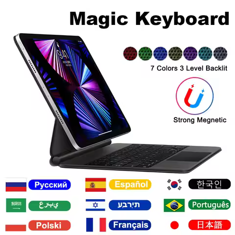 Magic Keyboard Cover For iPad Air 11 13 2024 Pro 11 12.9,For iPad Air 4 5 10th Generation 10.9 Magne