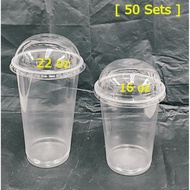 16oz, 22oz, 32oz PP Clear Cup with “Dome Lid” or “Flat Lid ” Drinking Plastic Cup / Cup Cawan Besar 