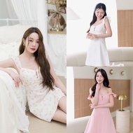 Pirunya-Mini Dress 40 Short Off-Shoulder Sleeveless Ruffled Decorated With Buttons On The Chest