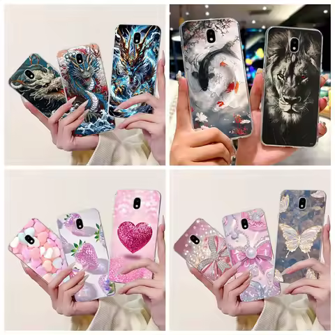 For Samsung Galaxy J3 J5 J7 Pro 2017 Case J730F J530F J330F Cover Luxury Dragon Lion Soft Silicone B
