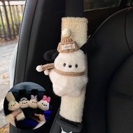 Kawaii Pochacco Car Seat Belt Cover Anime Tissue Box Sanrio Puppy Plush Hook Auto Seat Belt Shoulder