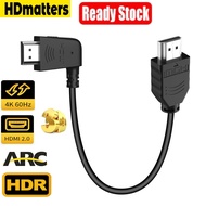 4K 60Hz HDMI 2.0 Cable Ultra Short 90 Degree Angled HDMI to HDMI 1.4 Cord for PS5 AP TV PS4 pro XBox HDTV HDR ARC CEC su