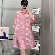 Baju Tidur Kemeja Wanita Viral Tiktok/Dress Tidur Kemeja Bahan Rayon Adem Oversize