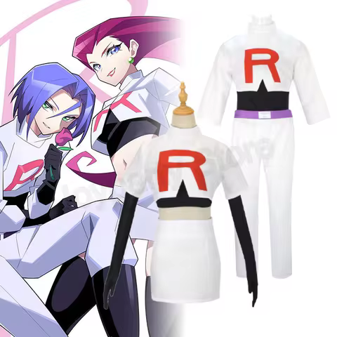 Anime Cosplay Costume for Adult Team Rocket Jessie Musashi James Kojirou Halloween Cosplay Costume F