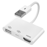 แปลง USB เป็น HDMI USB ดิจิตอล AV 4K เป็น Lightning PD ชาร์จเร็ว TYPE C เพื่ออะแดปเตอร์แบบ Lightning สำหรับ12/11 /Xr/xs/ipod.