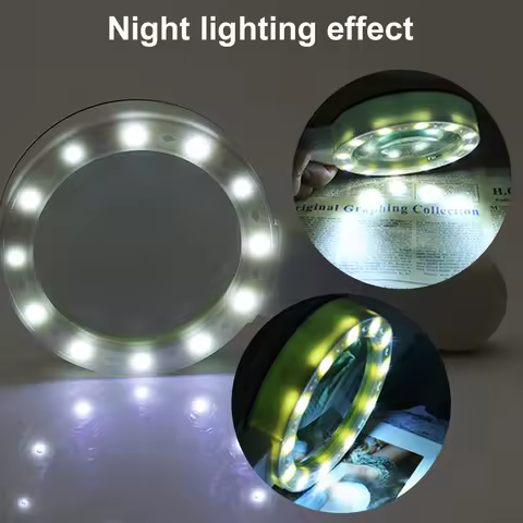 30X Lighted Magnifying Glass Handheld Double Glass Lens Magnifier Portable Magnifying Glass Lens for