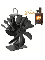 1入組寧靜版7葉爐扇,用於壁爐、木燃燒爐、燃木爐的熱循環高效爐扇-防生鏽的木材/燃木爐/顆粒/爐的熱循環爐扇