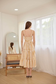 Ramsita Jinny Stripe Maxi Dress แมกซี่เดรสลายทาง ชุดไปคาเฟ่ ชุดไปทะเล