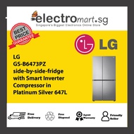 LG GS-B6473PZ side-by-side-fridge  with Smart Inverter  Compressor in  Platinum Silver 647L