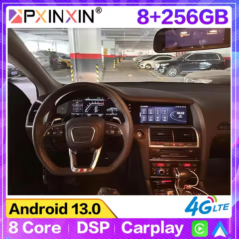 4G LTE Android Radio For Audi Q7 2006-2015 Dual Screen Car GPS Navigation Dashboard Digital Instrume