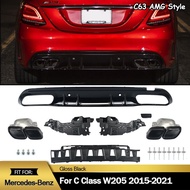 Mercedes Benz C Class W205 C63 Rear Diffuser with Tips AMG C180 C200 C250 C300 C43 accessories 2014-