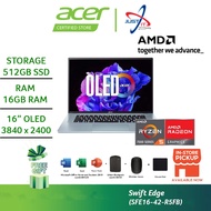 ACER SWIFT EDGE SFE16-42-R5FB (R5-7535U) / SFE16-42-R1NV (R7-7735U) LAPTOP (16GDR5 512SSD/16" OLED/W