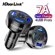 HdoorLink 4 Ports USB Car Charger 7A 48W Quick Charge QC3.0 Fast Charging For iphone 11 Pro Samsung 