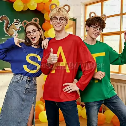 2026 new men Cosplay Alvin And The Chipmunks S.A.T O-Neck Long Sleeve T-Shirtr Women Men Alvin Chipm