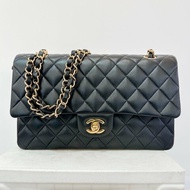 CHANEL黑羊皮菱格金鍊COCO 25cm