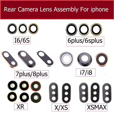 Back Rear Camera Glass Lens Ring Cover With Frame Holder For iPhone 6 6S 7 8 Plus X Xr Xs Max Camera