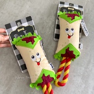 Squeaky Mexican Burrito Taco Burger Wrap Food Plush Pet Dog Puppy Cat Soft Rope Tug Toy with Squeake