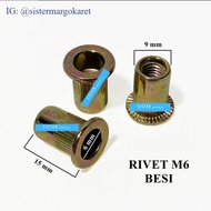 Rivet Nut Flat Rivet Nut M6 Iron - 5 PCS