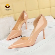 Side hollow High-Heeled Shoes Woman Pumps Enamel leather High Heels Pointed Toe Stiletto Ladies Shoe