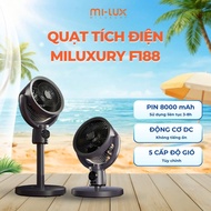 MILUXURY F188 Premium Electric Fan - 8000mAh Battery, 5 Modes, Integrated Night Light, Luxurious Des