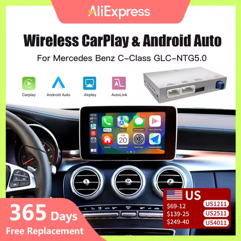 2025 New AUTOABC Wireless CarPlay Android Auto for Mercedes Benz A B C E Class GLA CLA CLE W205 W176