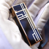 Bật Lửa Gas Đá DERUI 3015 Nguyên Khối Màu Đen Sọc Vàng ( Có Hộp - Xài Gas - Lửa Thường)