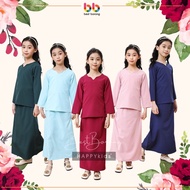 Happykids Baju Raya Slave Girls 2024 Baju Kurung Blue Maroon Baby Blue Green Dusty Pink