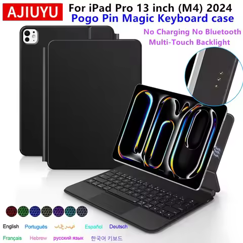 Smart Pogo Pin Magic Keyboard Case for iPad Pro 13 inch 2024 M4 Cover Folio Multi-touch Touchpad Sma