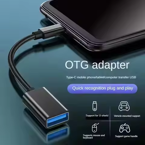 Black OTG Adapter Cable: USB Type-C Male to USB Female Adapter Cable OTG Adapter Cable Compatible wi