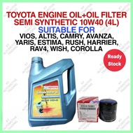 TOYOTA ENGINE OIL SEMI SYNTHETIC 10W40 4 Liter VIOS ALTIS CAMRY WISH HARRIER AVANZA ESTIMA MINYAK HITAM ENJIN