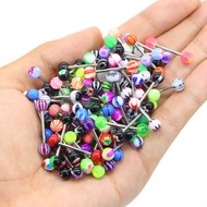 100pcs Random Colorful Acrylic Tongue Rings For Women; Enjoy Your Pierced Tongue; Best Gifts For Bir
