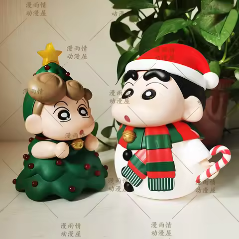 Crayon Shin Chan Anime Figures Christmas Themed Shin Chan Himawari Tap Control Night Light Desktop O