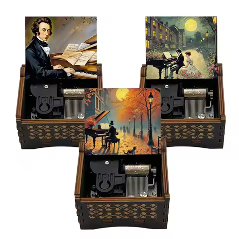 Chopin Nocturne in E Flat, Op. 9 No. 2 Wooden Wind Up Music Box To Love Again Melody Classical Piano