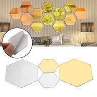 612PCs Geometric Hexagon Mirror Wall Sticker DIY Home Decor Enlarge Living Room Removable Safety 5