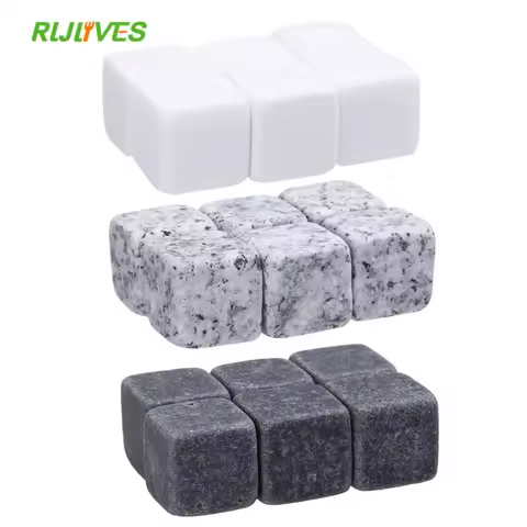 6pcs Bar Natural Whiskey Stones Sipping Ice Cube Whisky Stone Whisky Rock Cooler Wedding Christams G