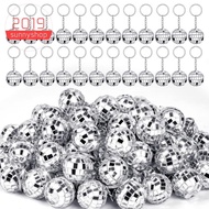 50Pcs Mini Disco Ball Keychain,Silver Mirror Disco Ball Bulk Keyring Partys Favors for 70s 80s Disco