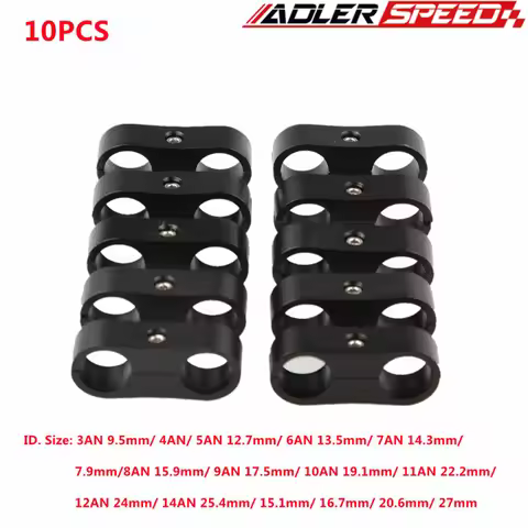 10PCS Universal 3AN 6AN 8AN 10AN 12AN 14AN Billet Oil Fuel Water Hose Tube Seprator Divider Clamp Al